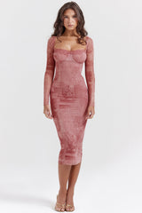 pink print corset dress