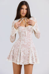 vintage cream lace mini dress