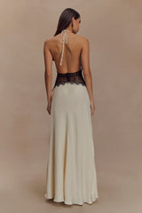 Dinah Lace And Satin Maxi Dress - Black/Ivory