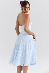 bluebell floral jacquard halter midi dress