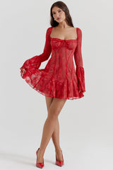 scarlet lace corset dress