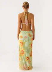 Really Something Beaded Maxi Dress - Green Floral Beaded