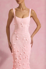 Embellished Fishtail Corset Gown in Pink