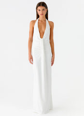 Cheyenne Halter Neck Maxi Dress - Ivory