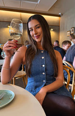 Dawson Mid Wash Denim Button Down Vest Top