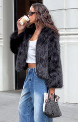 It Girl Black Faux Fur Jacket
