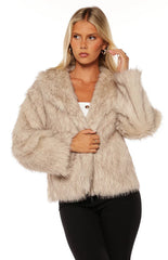 It Girl Sand Faux Fur Jacket - PRE ORDER