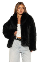 It Girl Black Faux Fur Jacket