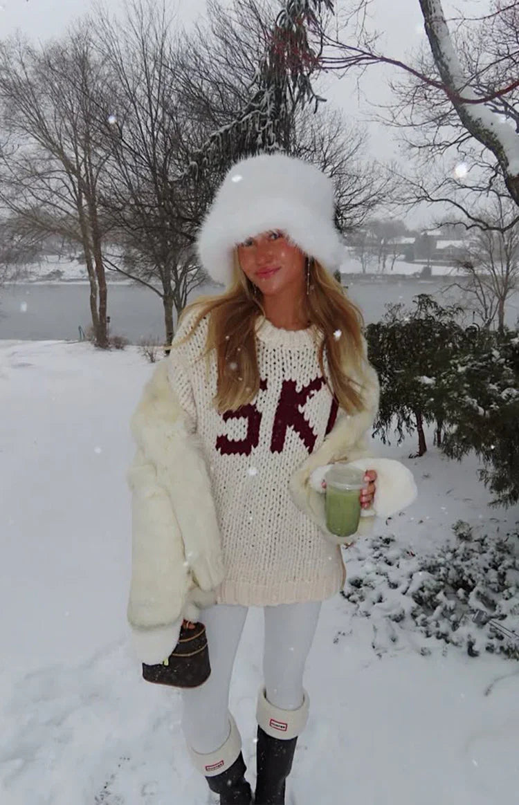 Jasmine Ski Cream Jacquard Chunky Knit Sweater