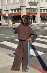 Kosie Chocolate And Blue Stripe Track Pants