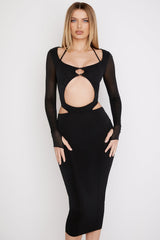 black cutout midi dress