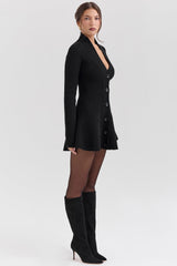 black wool knitted cardigan dress