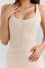 almond corset midi dress