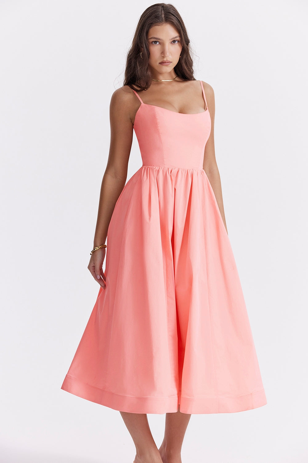 apricot corset sundress
