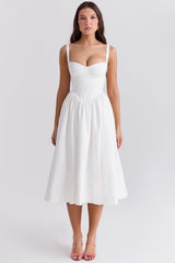 white corset midi sundress