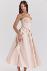 peach satin corset and skirt - sale