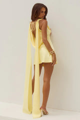 GABRIELLA COWL MINI DRESS - LEMON