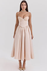 peach satin corset and skirt - sale