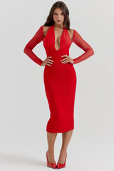 scarlet plunge midi dress