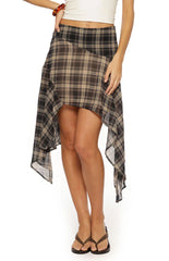 Khalea Blue Plaid Hanky Hem Midi Skirt